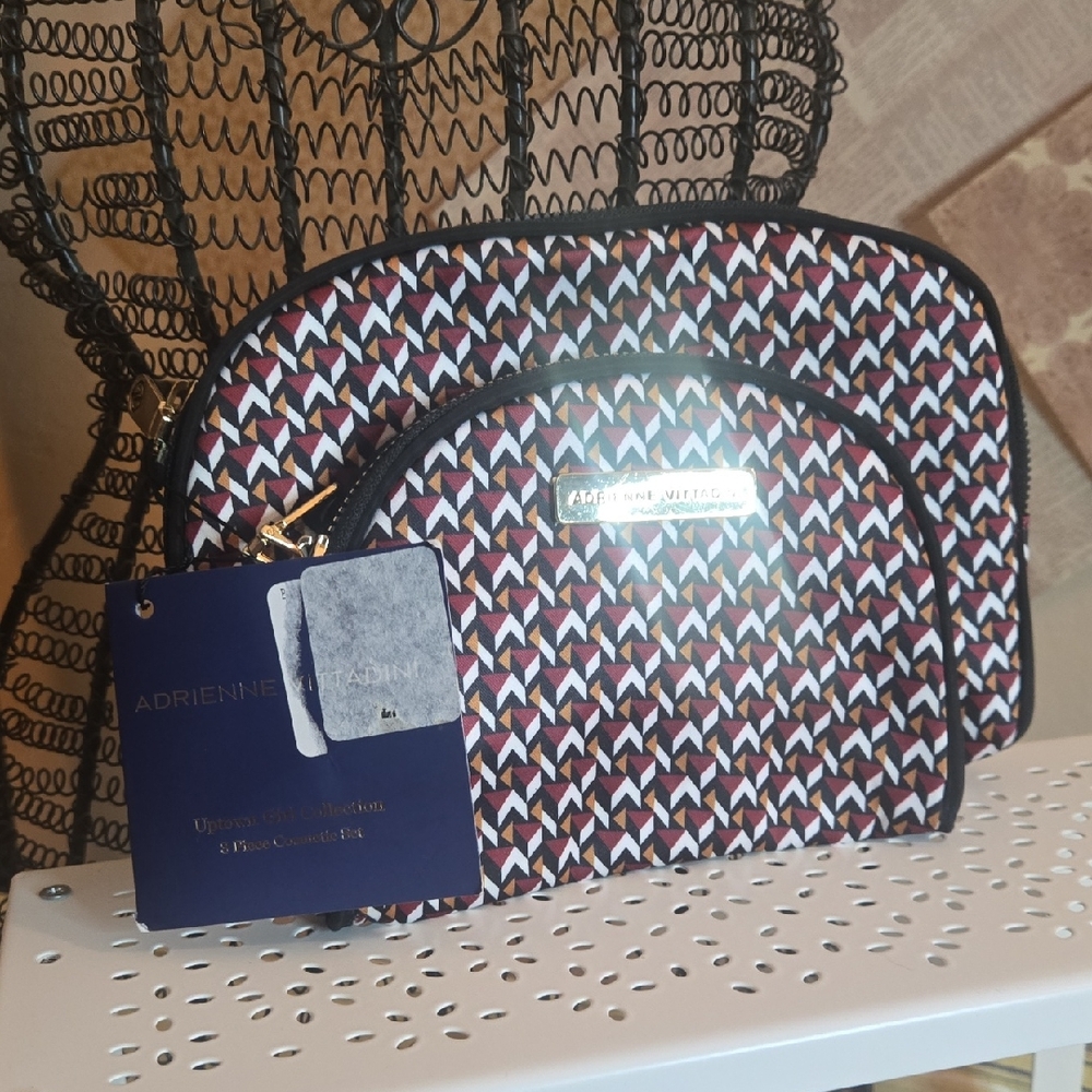 Adrienne Vittadini Geometric Cosmetic Bag Duo